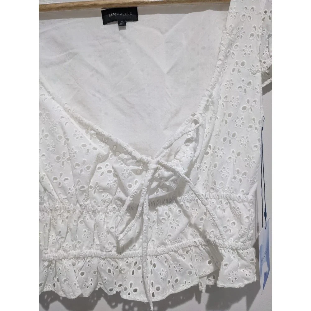 Majorelle White Eyelet Cottagecore Blouse Size XS - Picture 4 of 10